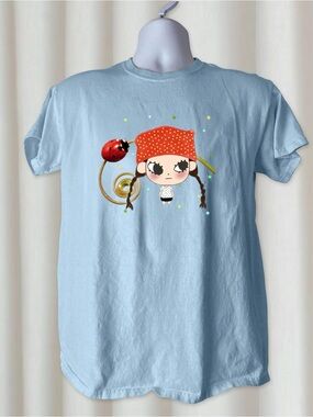 Nara Polkadot With Ladybugs Lightblue Gildan Tshirt